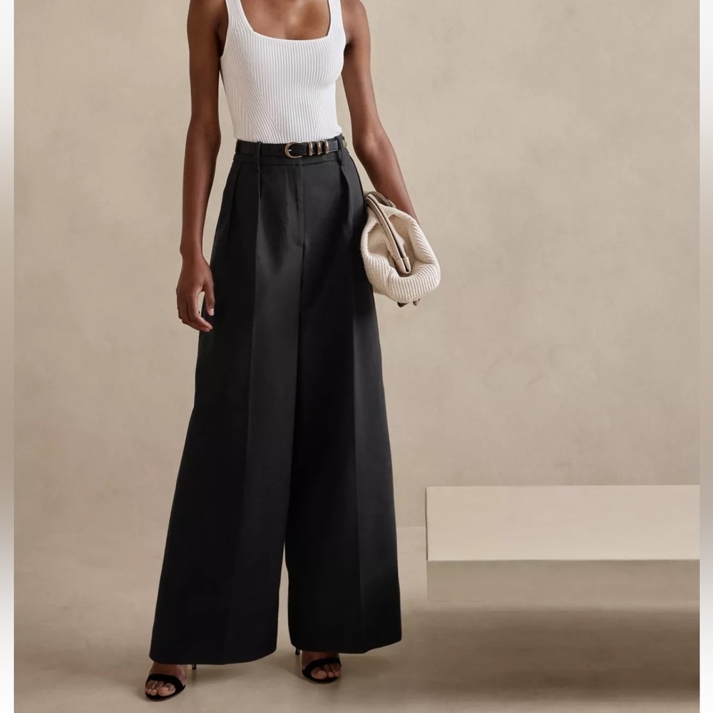 BANANA REPUBLIC Cruise Wide-Leg Pant NWT - 8 PETITE Black #444933